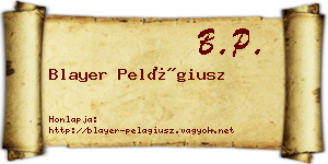Blayer Pelágiusz névjegykártya